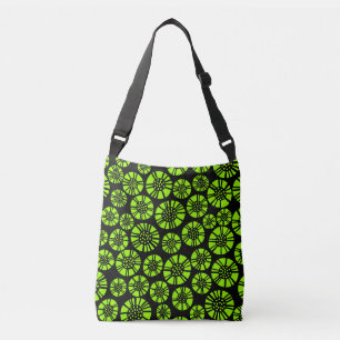 Bolso Cruzado Flores Abstractas 031023 - Chartreuse sobre Negro