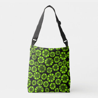 Bolso Cruzado Flores Abstractas 031023 - Chartreuse sobre Negro