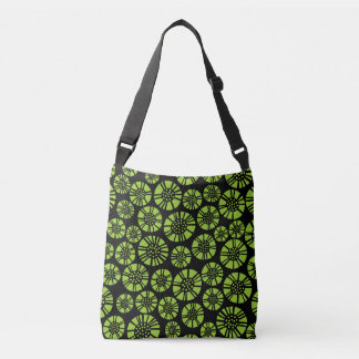Bolso Cruzado Flores abstractas 031023 - Verde marciano sobre ne