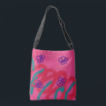 Bolso Cruzado Flores abstractas funky<br><div class="desc">¡Mi pintura digital abstracta funky hace que esta práctica bolsa tote sea una obra de arte colorida para llevar!</div>