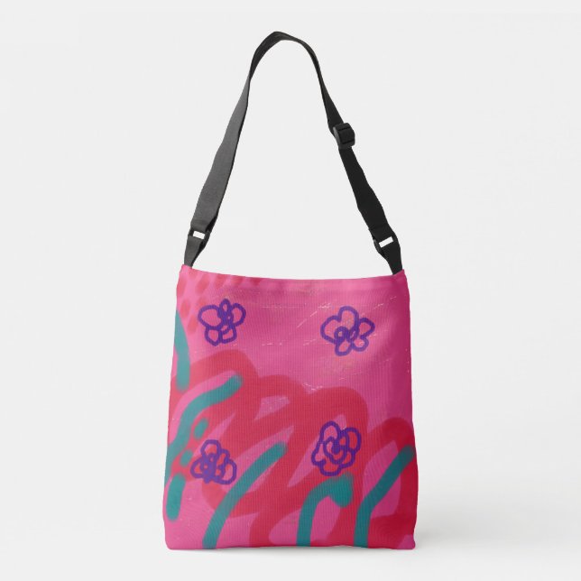 Bolso Cruzado Flores abstractas funky (Reverso)