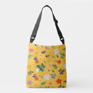 Bolso Cruzado Flores amarillas y rosas blancas 10