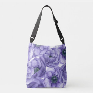 Bolso Cruzado Flores anémónicas violentas patrón de acuarela