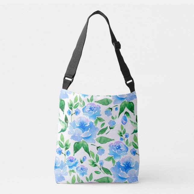 Bolso Cruzado Flores azul acuáticas (Anverso)