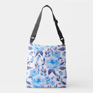 Bolso Cruzado Flores azul acuáticas 2
