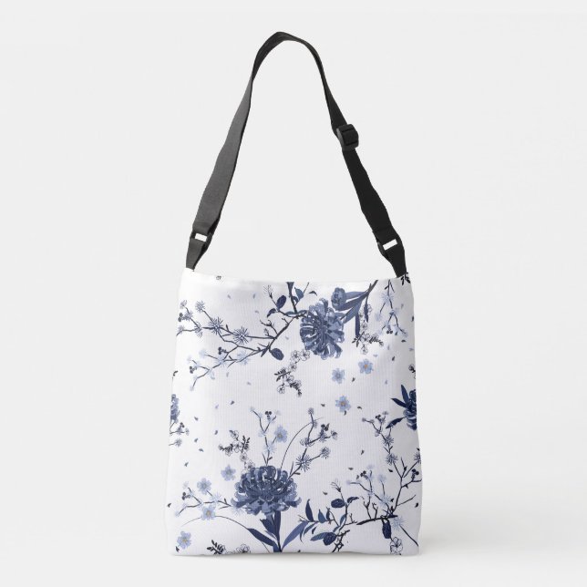 Bolso Cruzado Flores azules (Reverso)