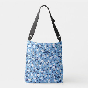 Bolso Cruzado Flores azules y blancas: vintage
