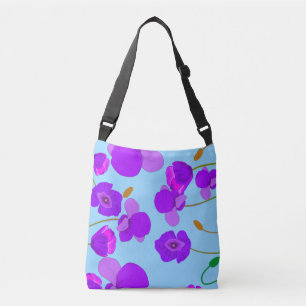 Bolso Cruzado Flores blandas de amapola en azul pálido