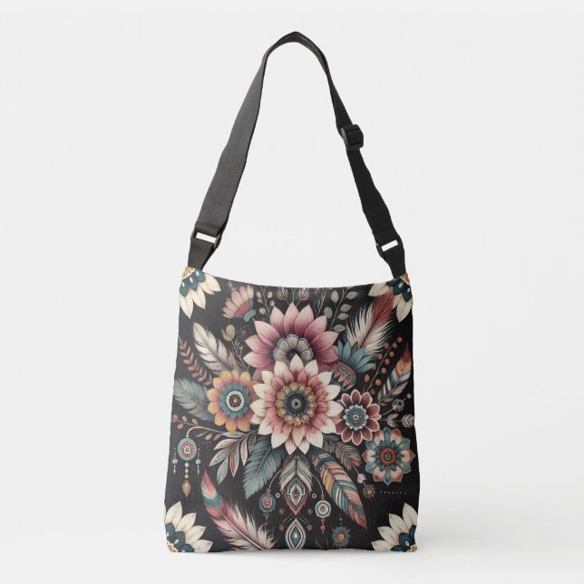 Bolso Cruzado Flores Boho de la Tarde (Anverso)