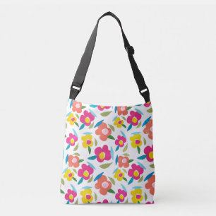 Bolso Cruzado Flores brillantes en blanco