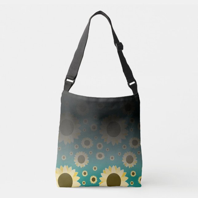 Bolso Cruzado Flores brillantes en verde (Anverso)