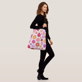 Bolso Cruzado Flores Coloridas Patrón Grande