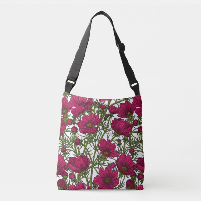 Bolso Cruzado Flores Cosmos rosadas (Anverso)