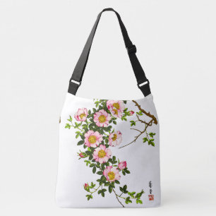 Bolso Cruzado Flores de cerezo japonesas, rosa y oro del vintage