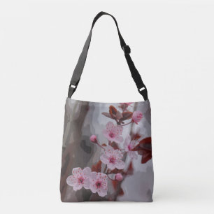 Bolso Cruzado Flores de cerezo rosado en Personalizable gris