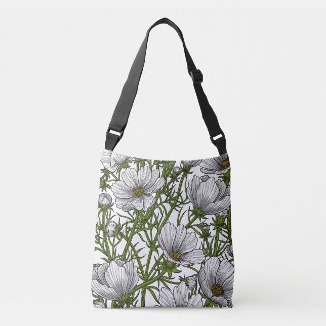 Bolso Cruzado Flores de cosmos blancos (Anverso)