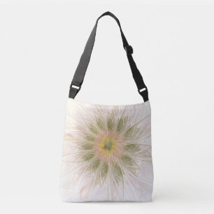 Bolso Cruzado Flores de fantasía fractal blandas y tendientes