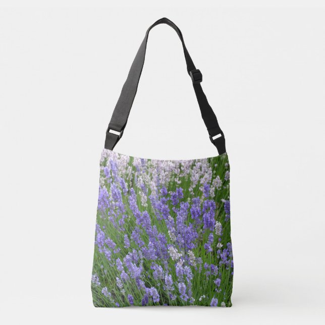 Bolso Cruzado Flores de lavanda púrpura (Anverso)