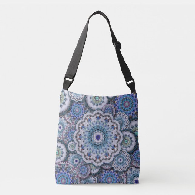 Bolso Cruzado flores de mosaico damasco persa mandala moda elega (Anverso)