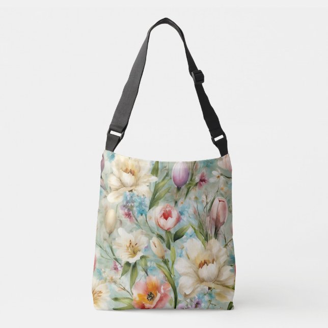 Bolso Cruzado Flores de primavera al estilo del impresionismo (Anverso)