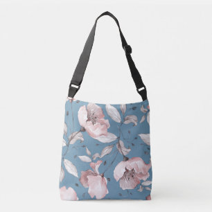 Bolso Cruzado Flores de primavera, hojas, diseño sin fisuras