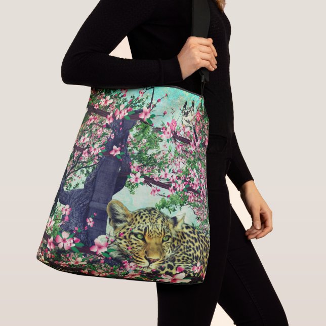 Bolso Cruzado Flores de primavera Naturaleza de los leopardos (Detalle)