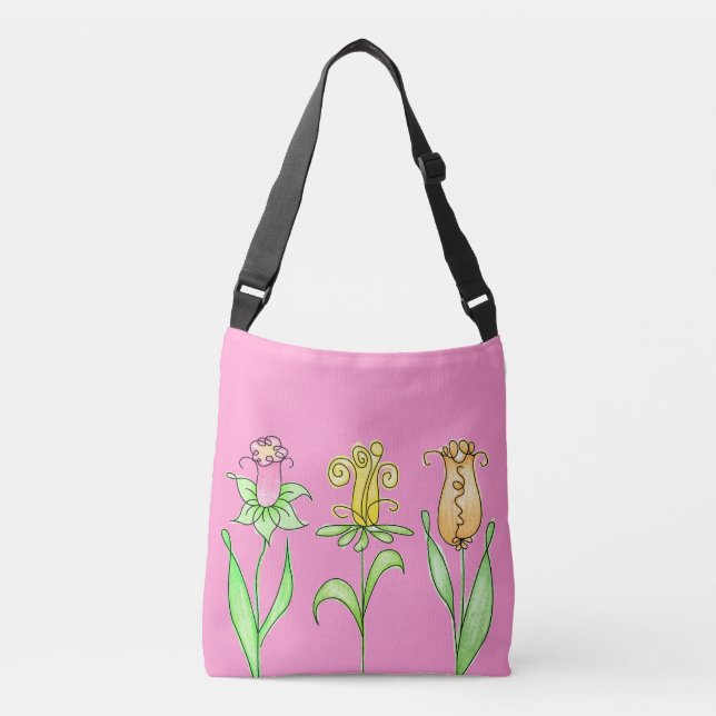 Bolso Cruzado Flores de primavera pastel (Anverso)
