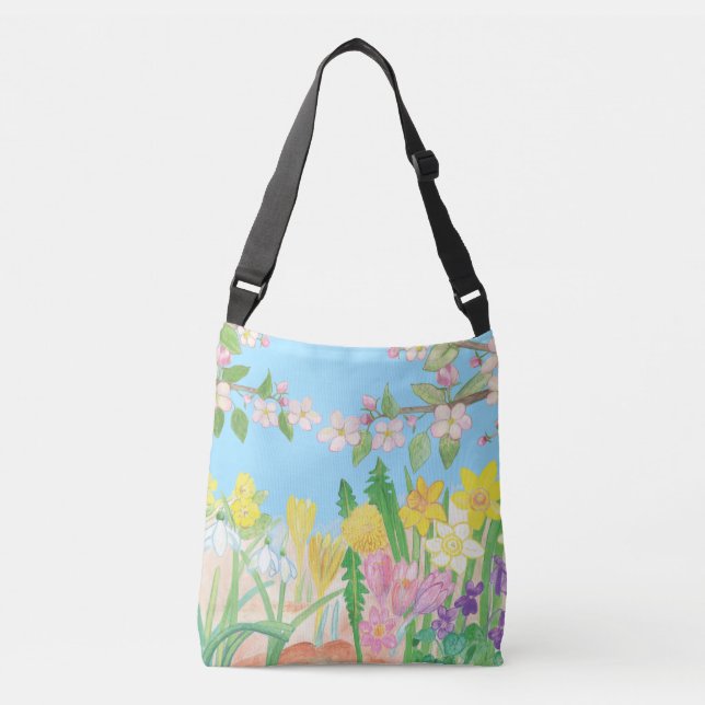 Bolso Cruzado Flores de primavera que desatan alegría (Anverso)