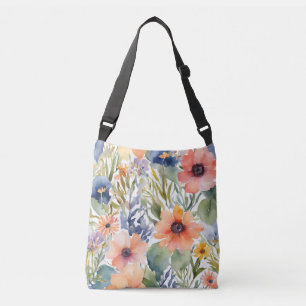 Bolso Cruzado Flores de Rosas de acuarela de bonito