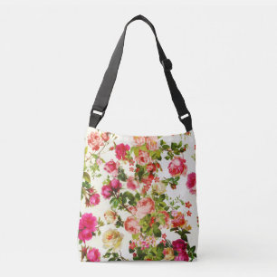 Bolso Cruzado Flores de rosas rosadas de verano vintage