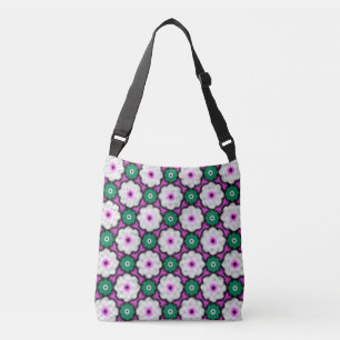 Bolso Cruzado Flores de semitono coloridas - rosa y verde