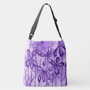 Bolso Cruzado Flores de tinta abstracta moradas