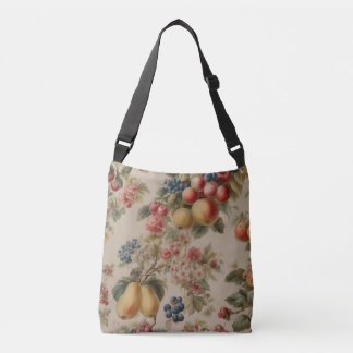 Bolso Cruzado Flores Delicadas y Frutas Francesas. Estilo pintad
