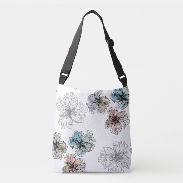 Bolso Cruzado Flores dibujadas sin rompecabezas abstractas como  (Anverso)