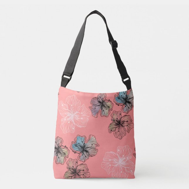 Bolso Cruzado Flores dibujadas sin rompecabezas abstractas como  (Anverso)