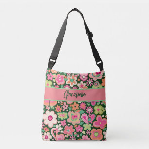 Bolso Cruzado Flores divertidas y extravagantes Crossbody Tote B