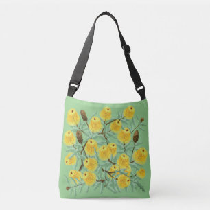 Bolso Cruzado Flores doradas australianas en la banca