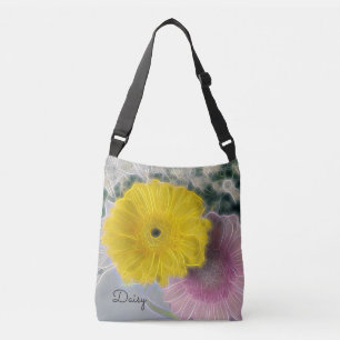 Bolso Cruzado Flores eléctricas bonitas amarillas y rosadas *Per