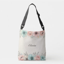 Bolso Cruzado Flores Elegantes en Acuarela con Estilo Esbozado