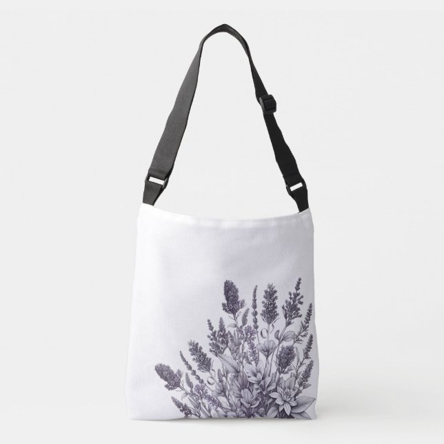 Bolso Cruzado Flores en blanco y negro (Anverso)