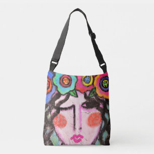 Bolso Cruzado Flores en el pelo Resumen de arte