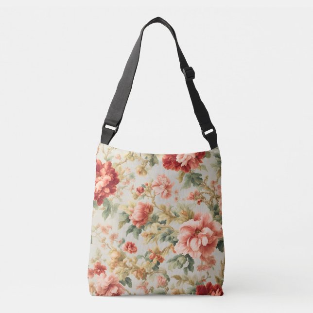 Bolso Cruzado Flores Exquisitas Y Sorprendentes, Hojas. Pintura (Anverso)