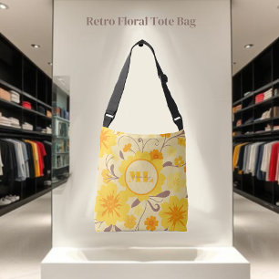 Bolso Cruzado Flores florales amarillas florales de sol retro mo