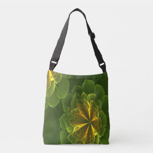 Bolso Cruzado Flores fractales amarillas verdes