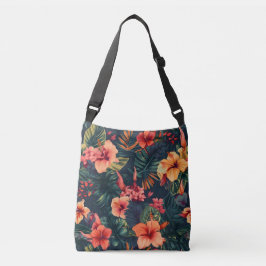 Bolso Cruzado Flores Hibiscus, Patrón Floral Tropical