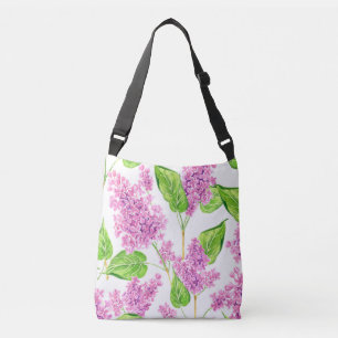 Bolso Cruzado Flores lilas de color agua rosa
