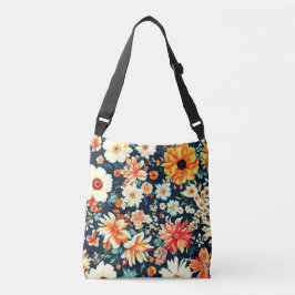 Bolso Cruzado Flores Naranjas rojas, blancas y exuberantes