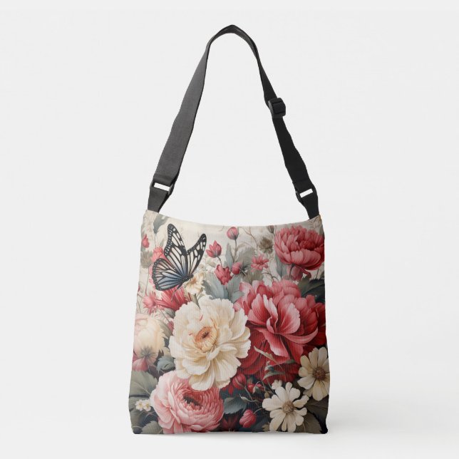 Bolso Cruzado Flores Pastel y Baile Mariposa Serene Floral (Anverso)