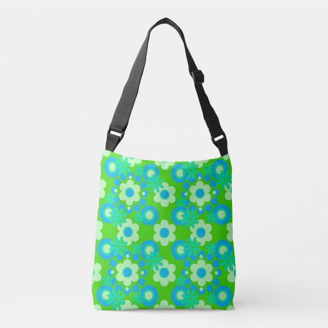 Bolso Cruzado Flores Perlas Donuts Spearmint Blue Apple Green (Anverso)