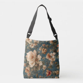 Bolso Cruzado Flores rojas de coral exquisito blanco y exuberant